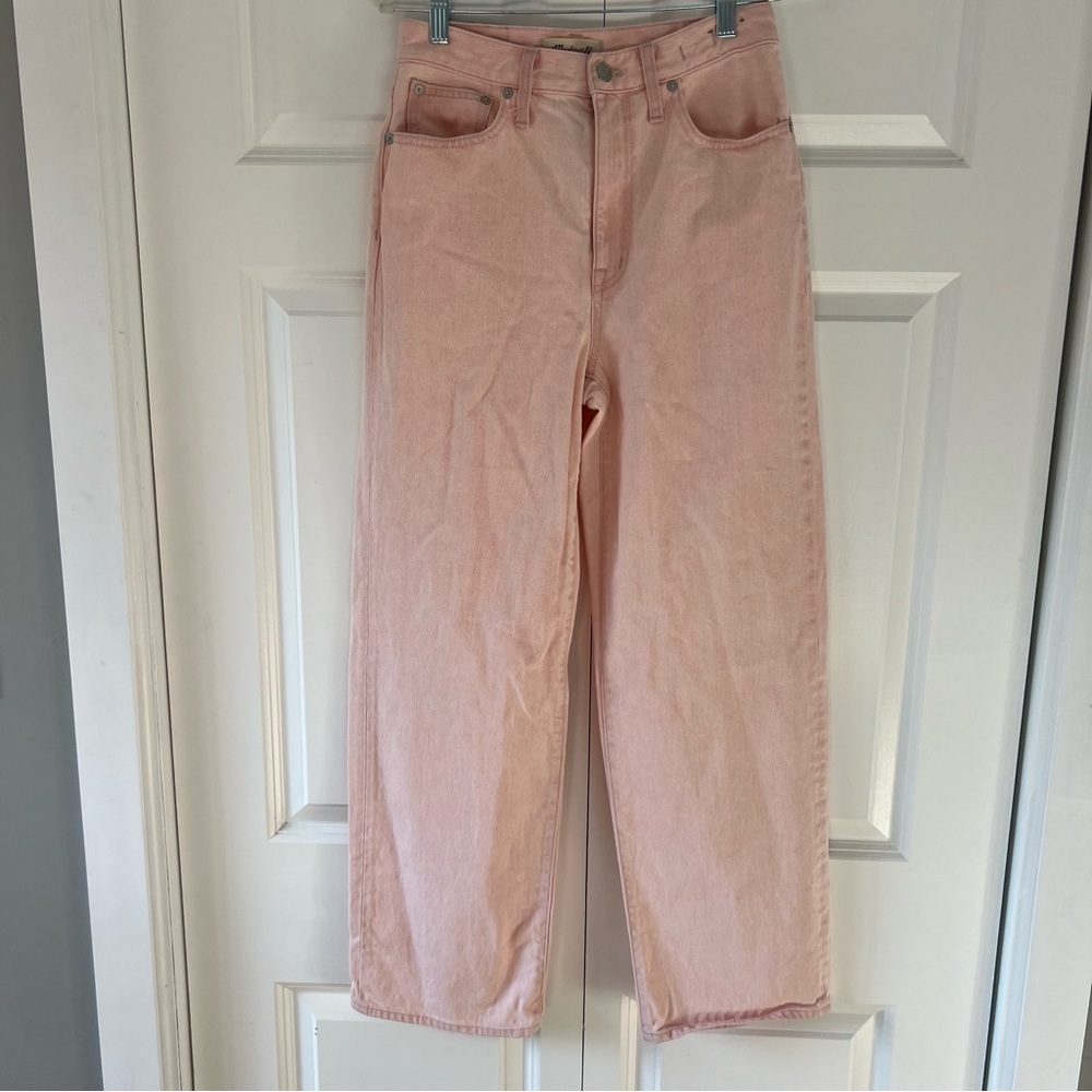 Madewell Women Jeans Pink The Perfect Vintage Wide-Leg Denim Cotton Size 27